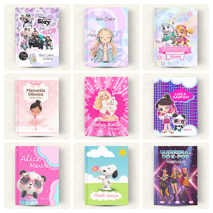 73 Artes para Capas de Caderno Personagens Volta às Aulas Arquivo em Canva 3