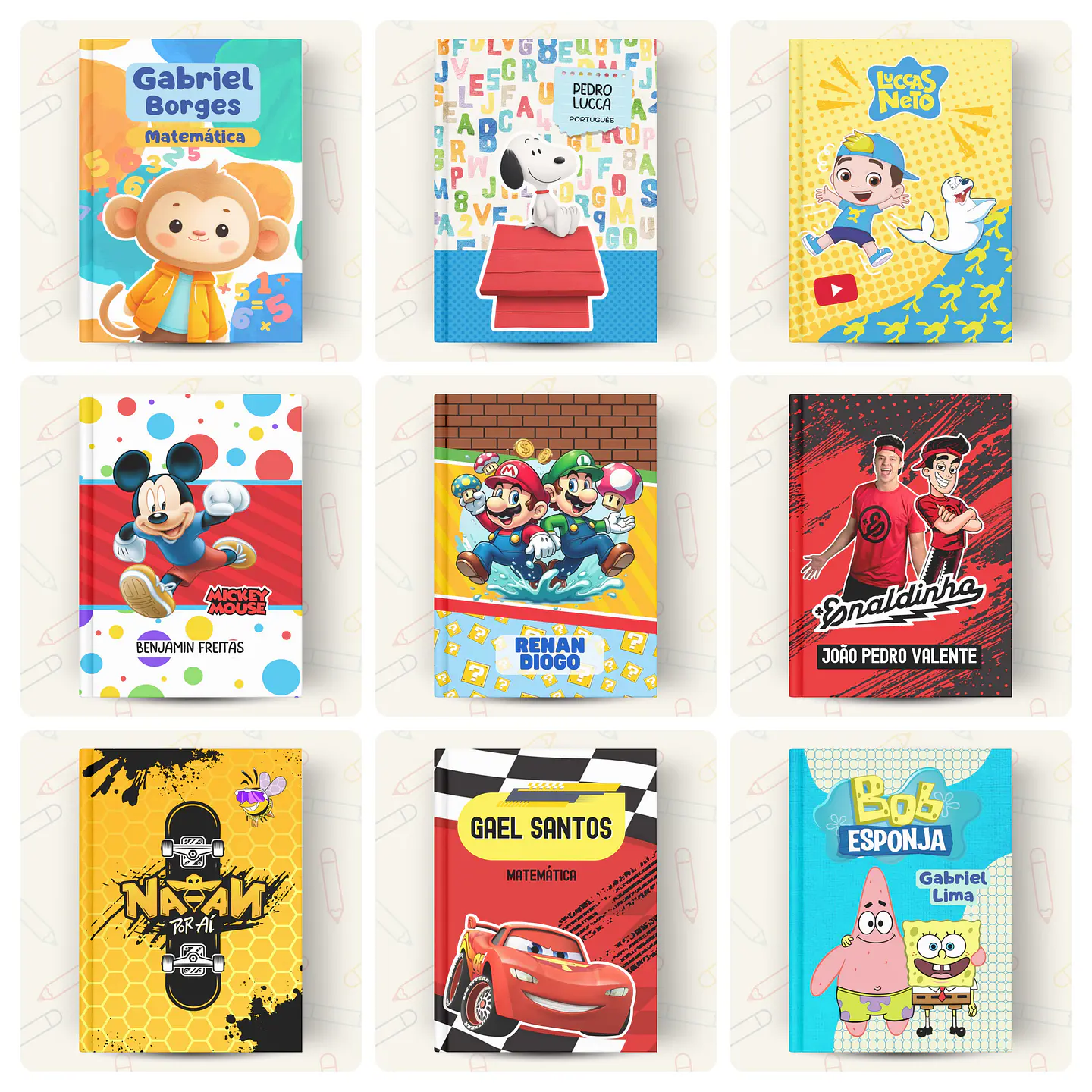 73 Artes para Capas de Caderno Personagens Volta às Aulas Arquivo em Canva 9