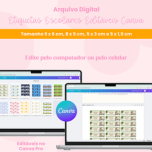 Arquivos Etiquetas Escolares Editáveis Canva 