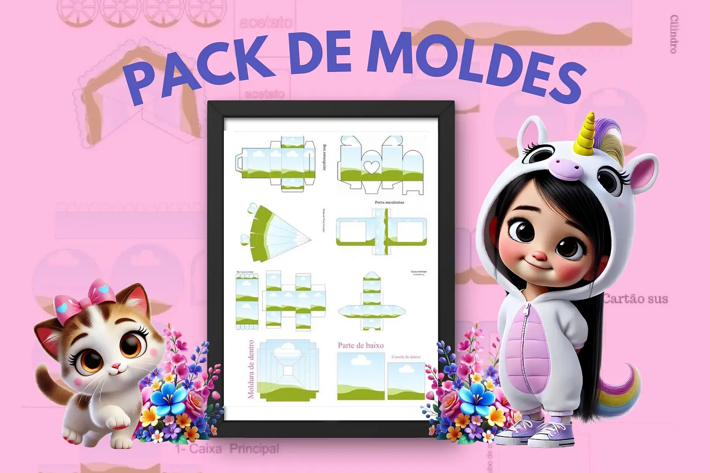 Arquivos Moldes + de 200 Moldes para Personalizados Festa Editável  1