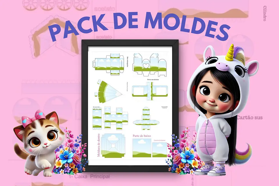 Arquivos Moldes + de 200 Moldes para Personalizados Festa Editável  1