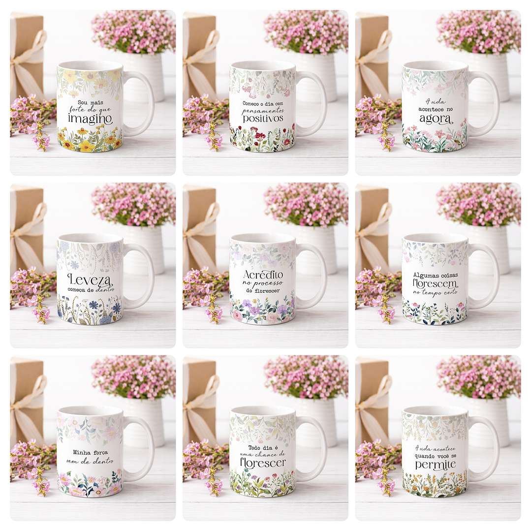 20 Artes para Caneca Frases Florescer Arquivo Editável 2