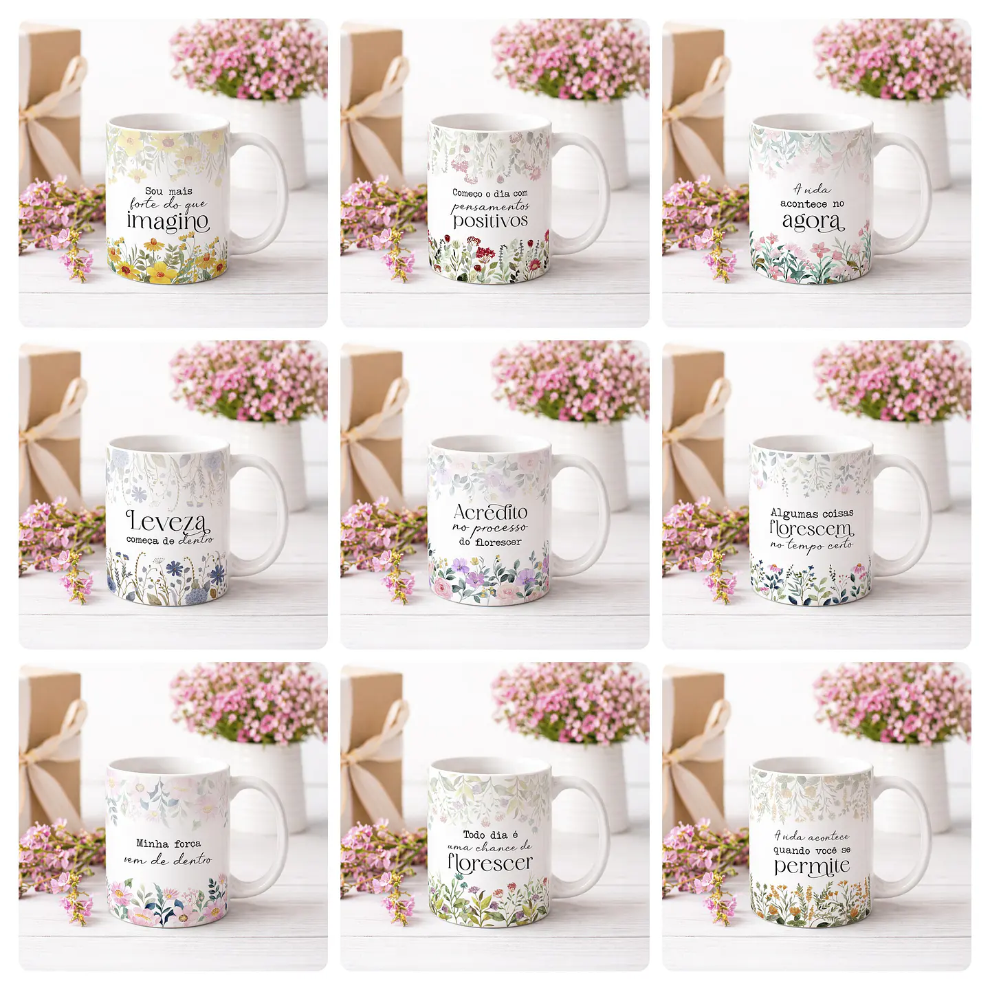 20 Artes para Caneca Frases Florescer Arquivo Editável 2