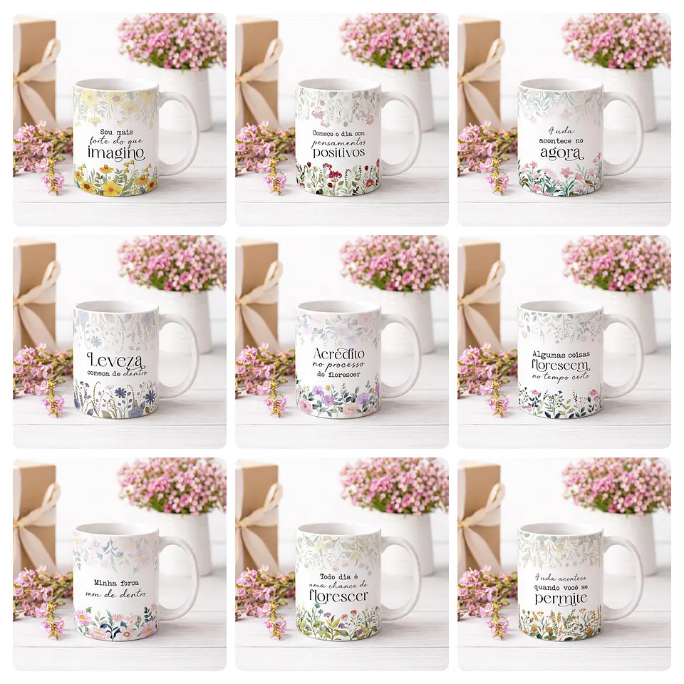 20 Artes para Caneca Frases Florescer Arquivo Editável 2