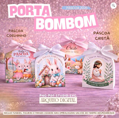 Arquivo Páscoa Porta Sabonete Bombom Coelhinho e Cristã Arquivo em Pdf 