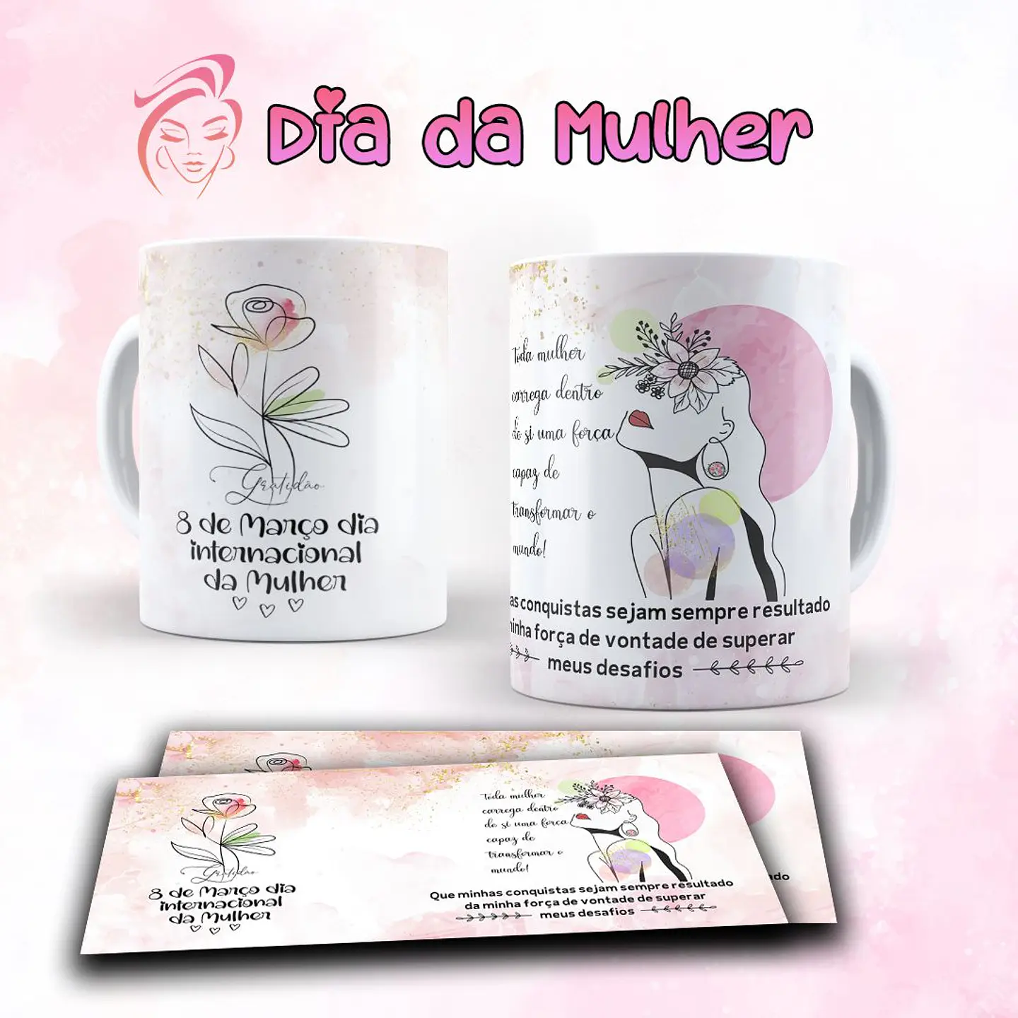 7 Artes para Caneca Dia das Mulheres Arquivo Editável  2