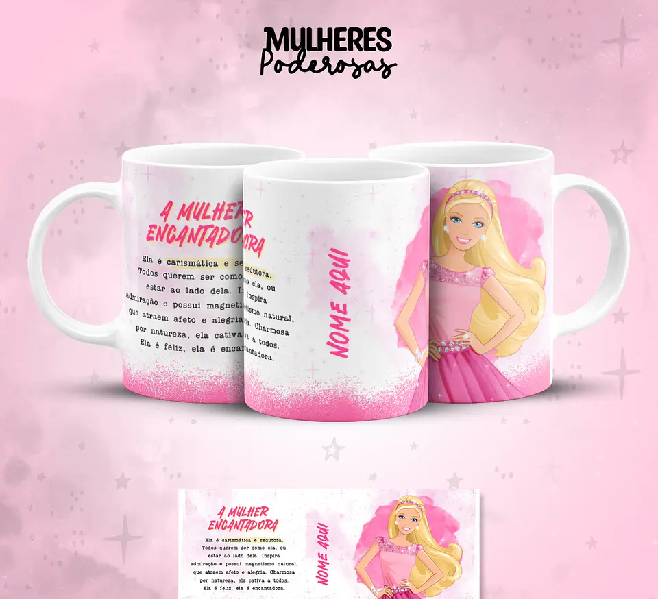 17 Artes para Caneca Dia das  Mulheres Personagens Arquivo em Jpg  4