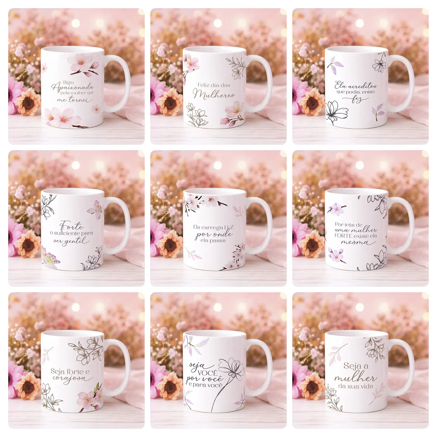 20 Artes para Caneca Dia das Mulheres Arquivo editável  1