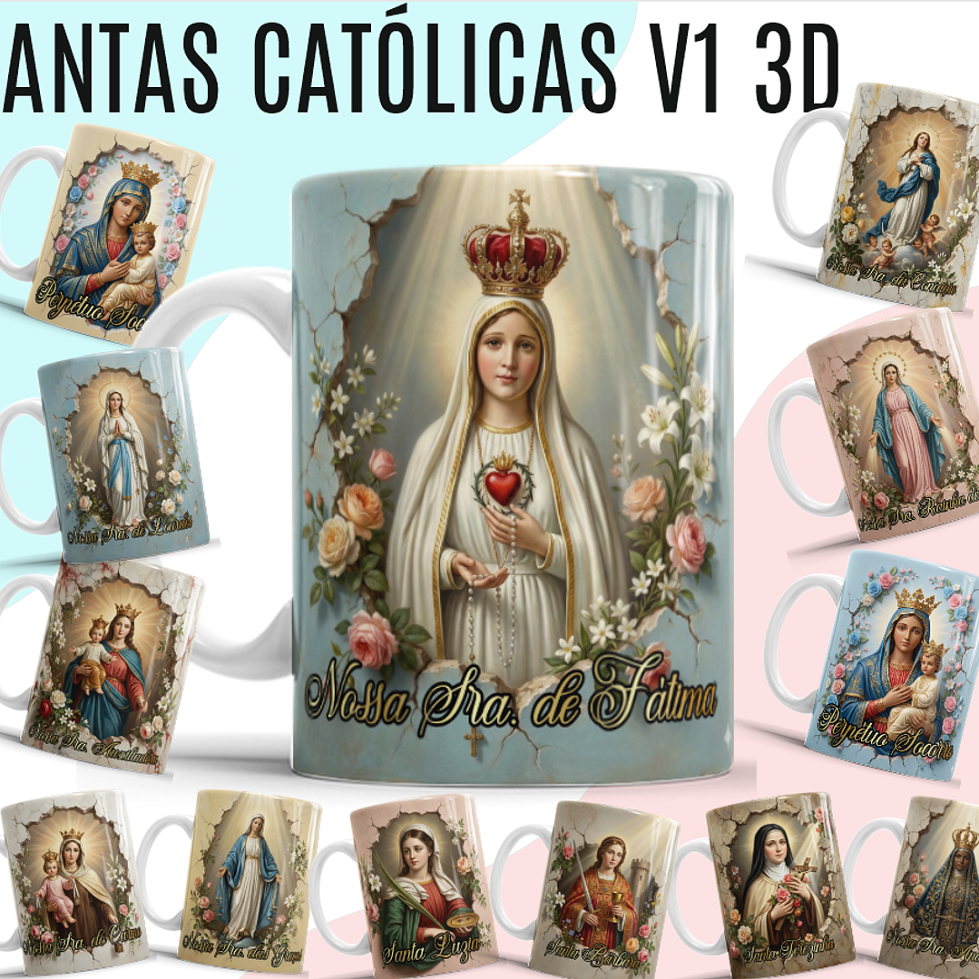 24 Artes para Caneca e Camisa Santinhas Catolicas Arquivo Editável 2