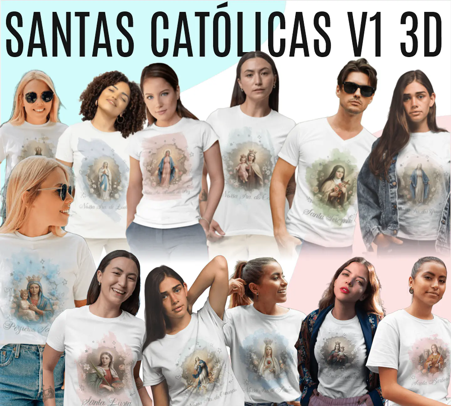 24 Artes para Caneca e Camisa Santinhas Catolicas Arquivo Editável 3