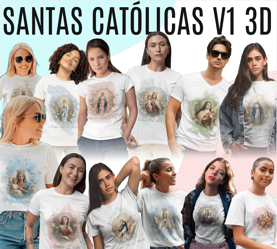 24 Artes para Caneca e Camisa Santinhas Catolicas Arquivo Editável 3