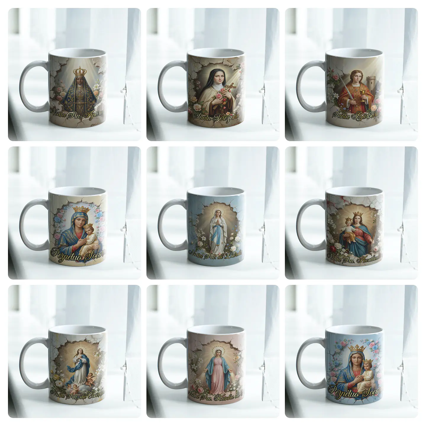 24 Artes para Caneca e Camisa Santinhas Catolicas Arquivo Editável 4