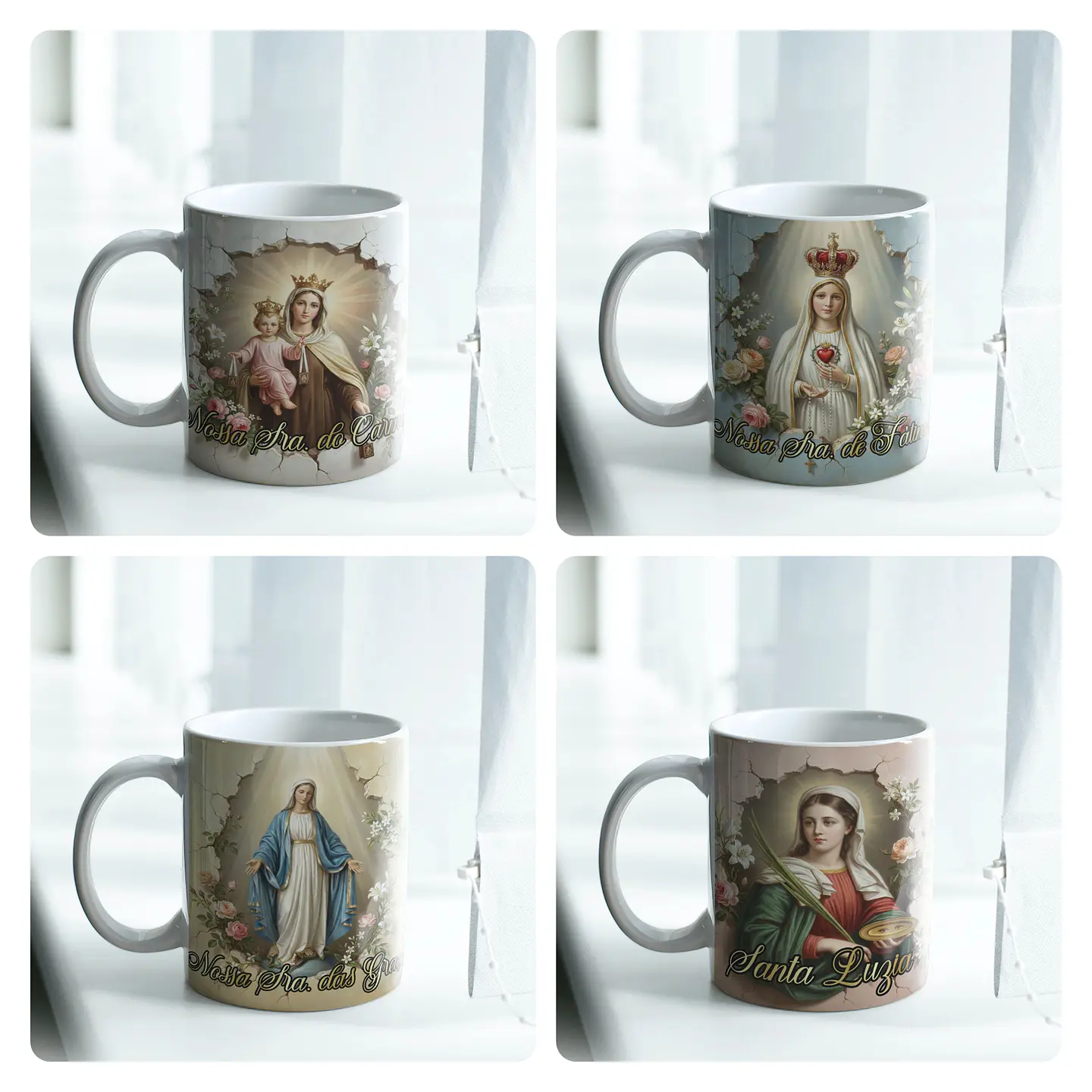 24 Artes para Caneca e Camisa Santinhas Catolicas Arquivo Editável 5