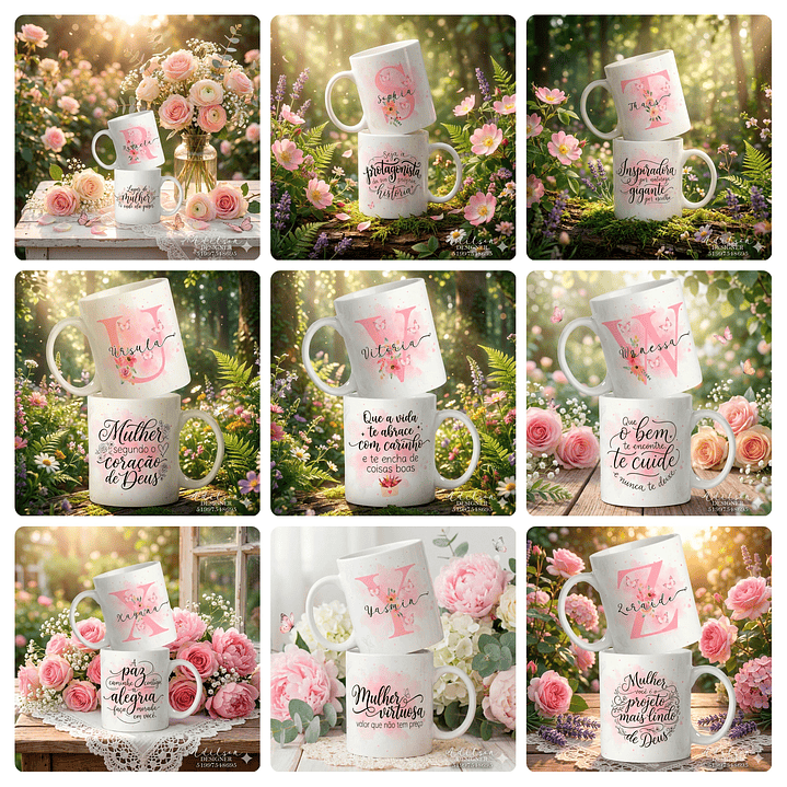 26 Artes para Caneca Alfabeto Dia Da Mulheres Arquivo Editável 1