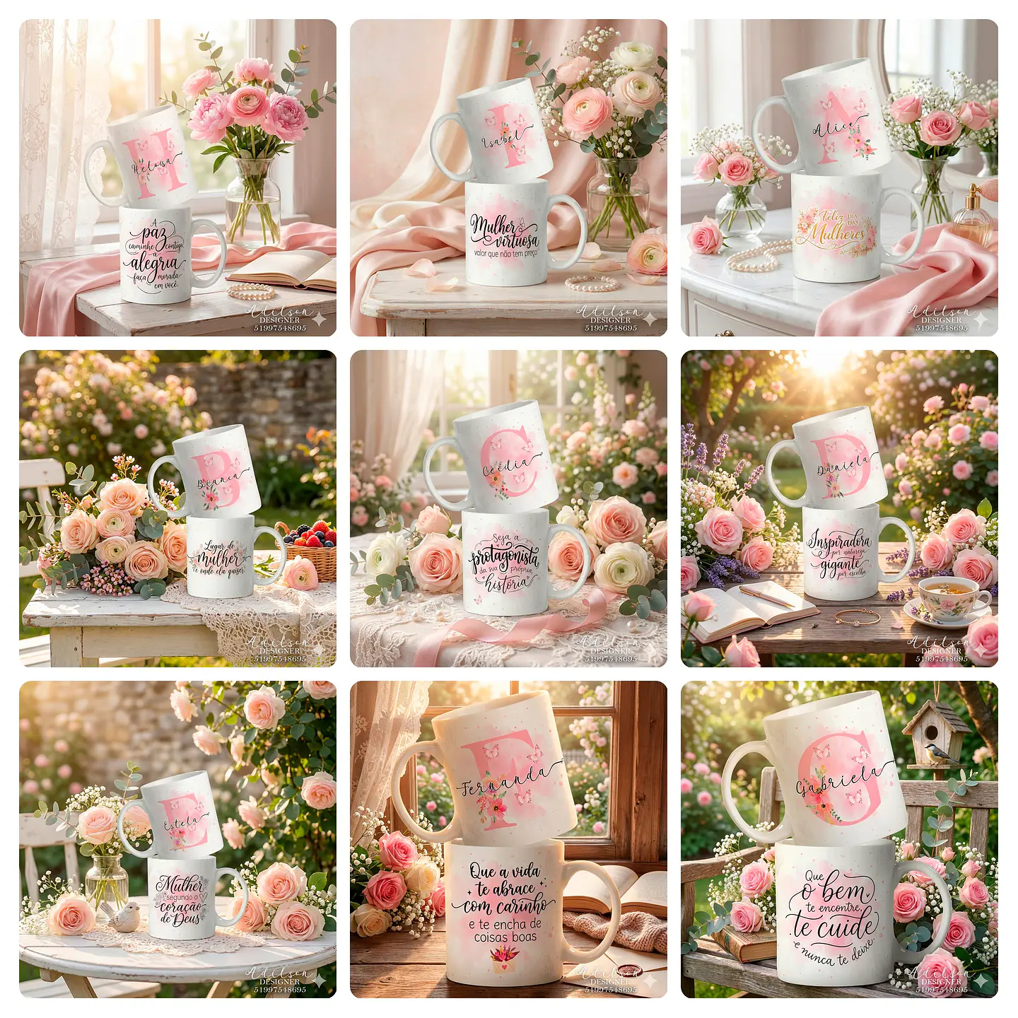 26 Artes para Caneca Alfabeto Dia Da Mulheres Arquivo Editável 2