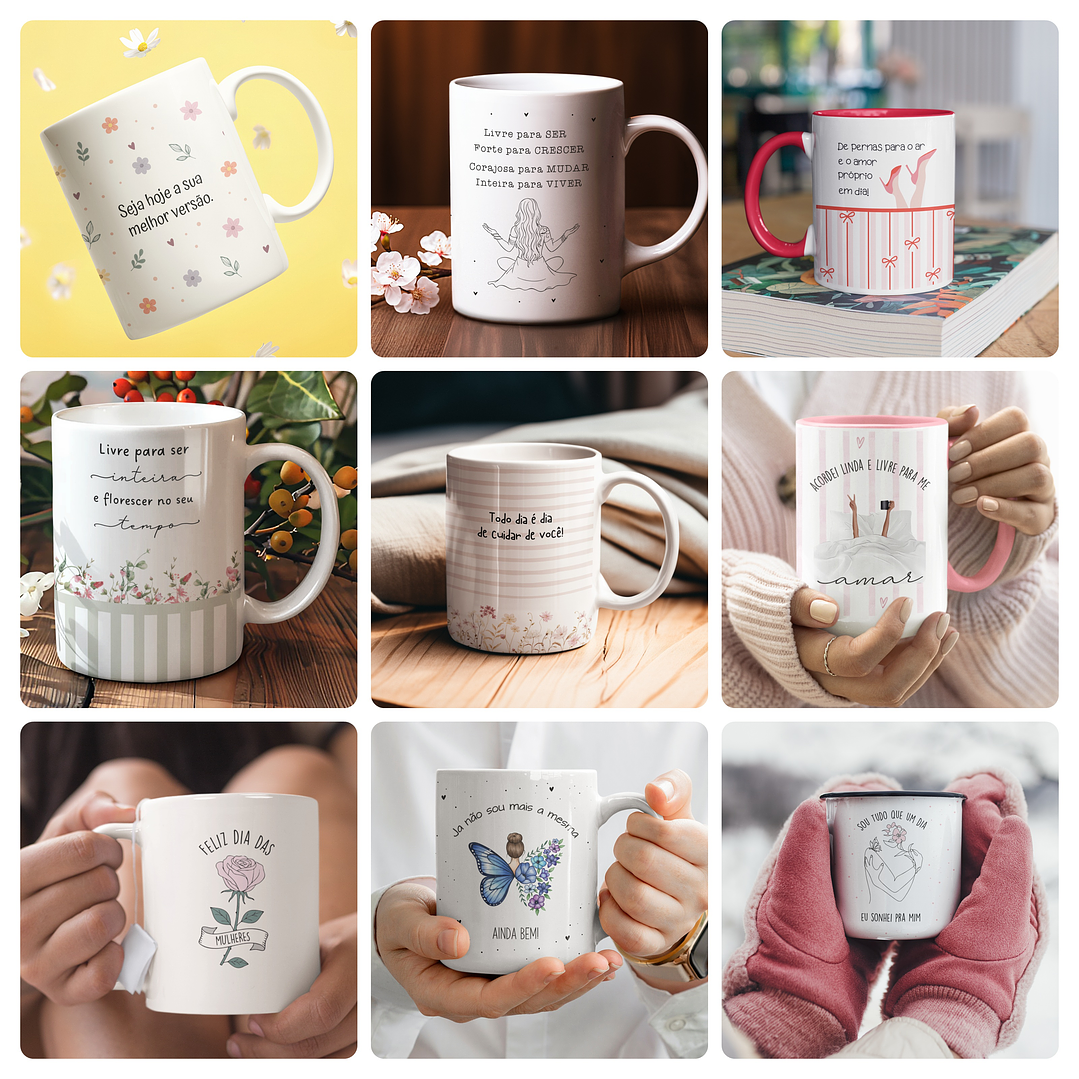 32 Artes para Caneca e Xicara Dia Das Mulheres Arquivo Editável  2