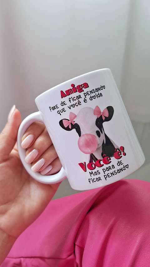 Arte Caneca Amiga pare de ficar pensando que você é doida. Você é, mas pare de ficar pensando em Jpg 