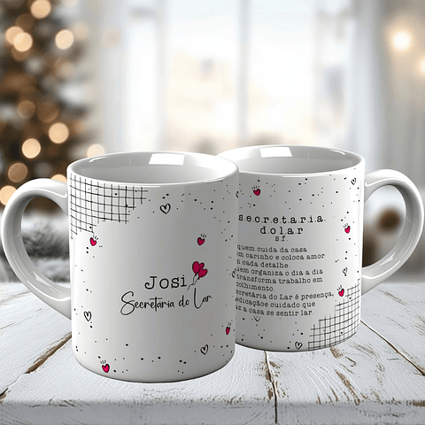 Arte Caneca Secretária do Lar Caneca e Xícara Arquivo Editável