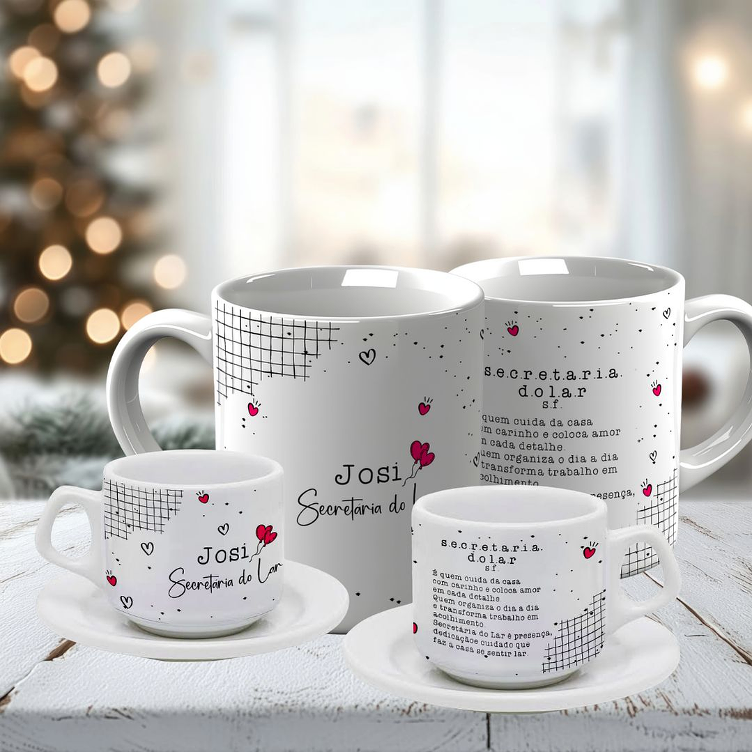 Arte Caneca Secretária do Lar Caneca e Xícara Arquivo Editável 3