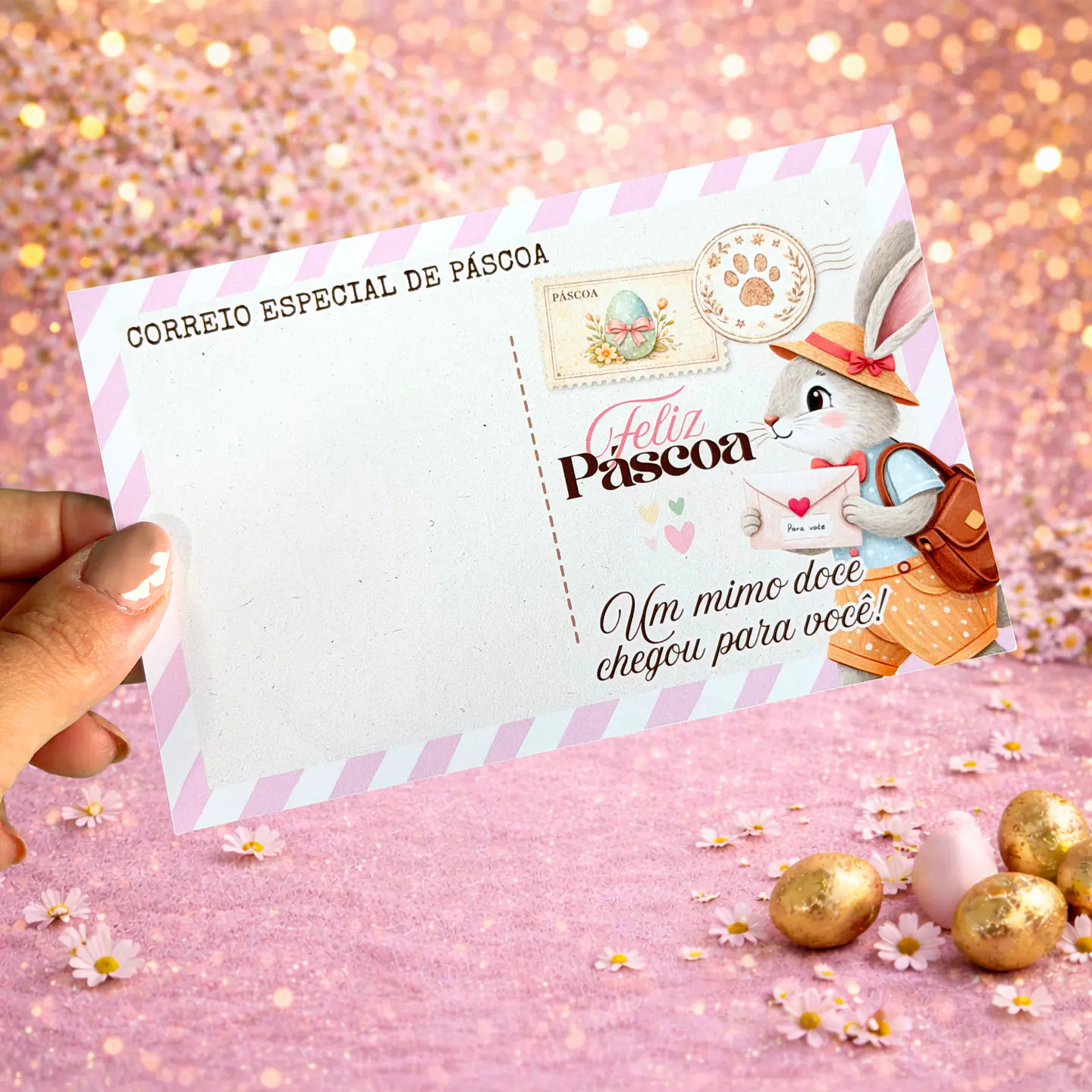 Arquivo Card Postal Páscoa Coelhinho Arquivo em Pdf 4