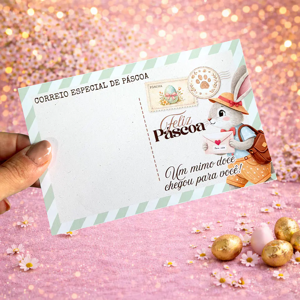 Arquivo Card Postal Páscoa Coelhinho Arquivo em Pdf 5