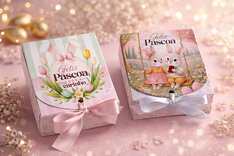 Arquivo Caixinha 4 Docinhos Páscoa Arquivo em Pdf