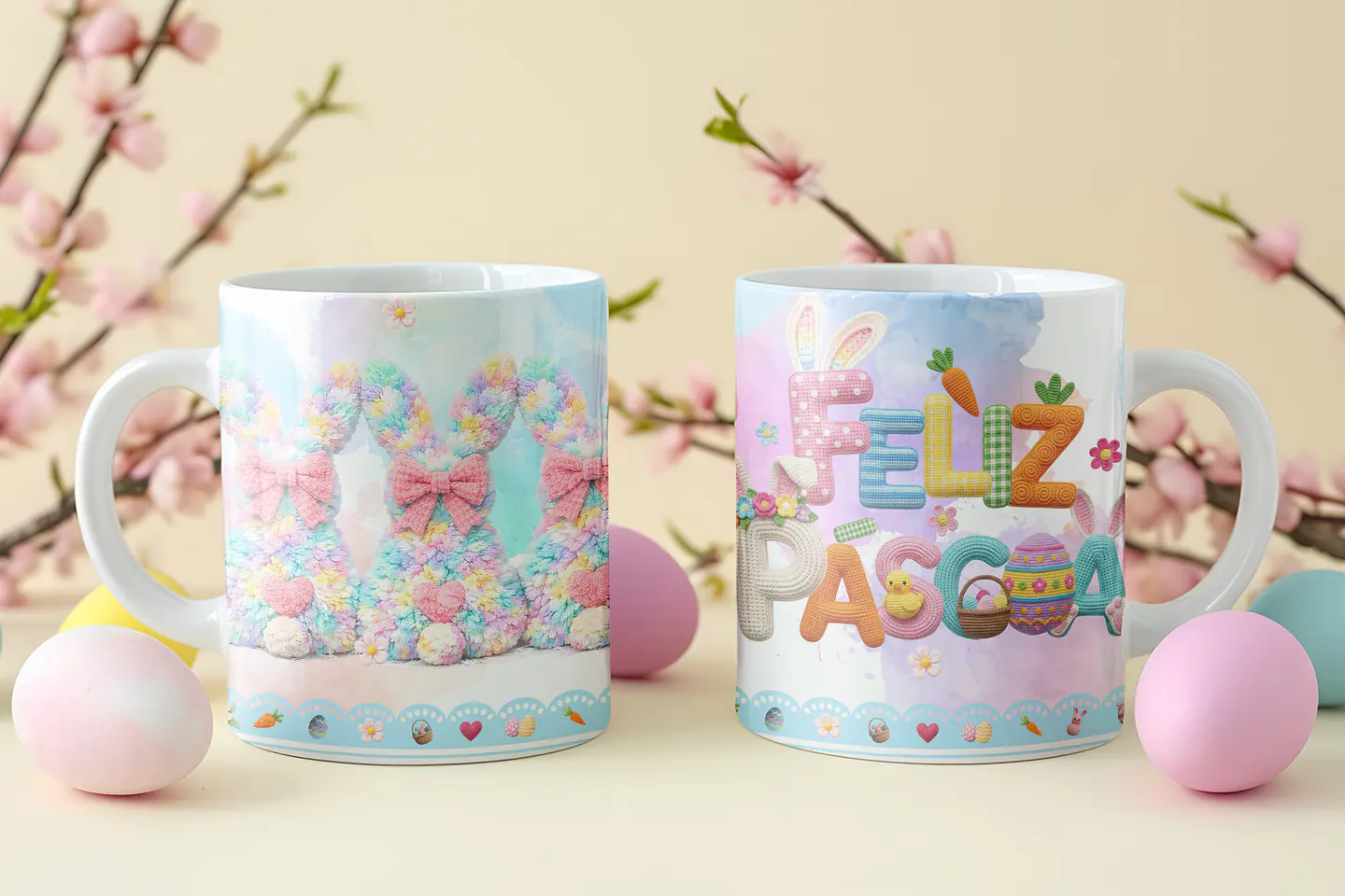 8 Artes para Caneca Feliz Páscoa Coelhinho Arquivo em Png  4