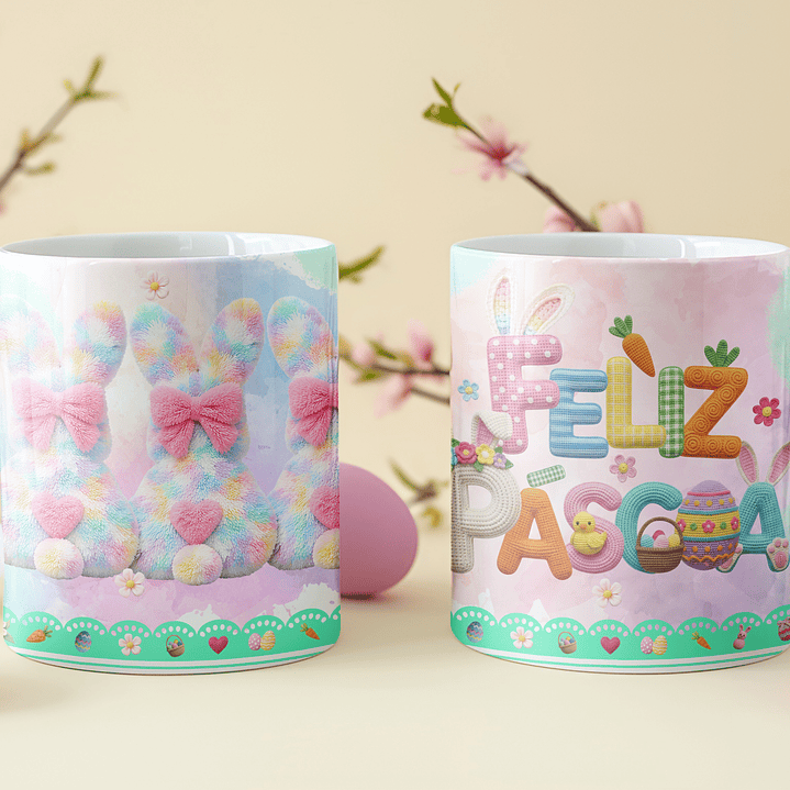8 Artes para Caneca Feliz Páscoa Coelhinho Arquivo em Png  8