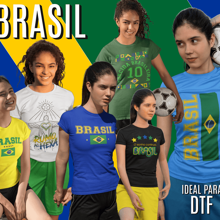 6 Artes para Camisa Futebol Brasil Torcida Arquivo Editável 1