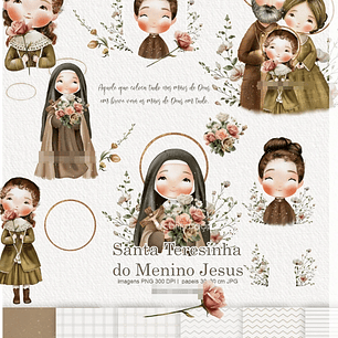 Kit Digital Santa Teresinha do Menino Jesus Arquivos em Png 