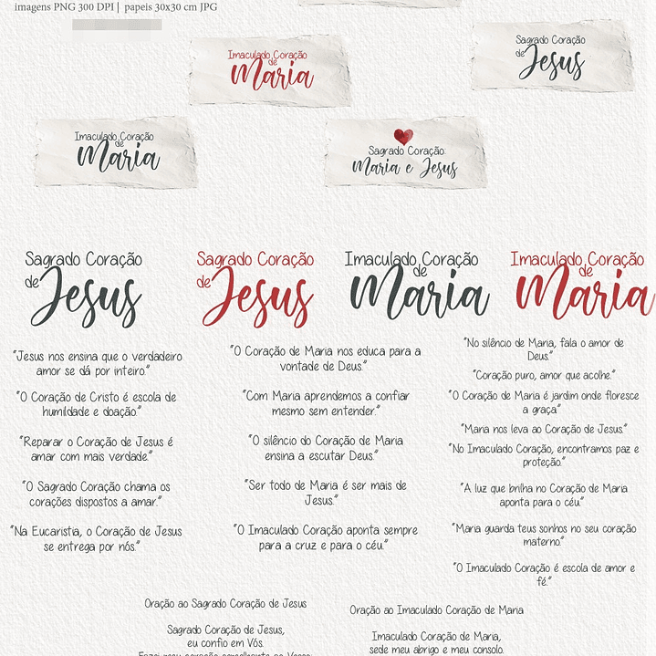 Kit Digital Sagrado Coração de Maria e Jesus Arquivos em Png 4
