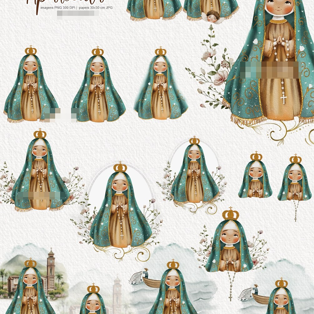 Kit Digital Nossa Senhora Aparecida Arquivos em Png  6