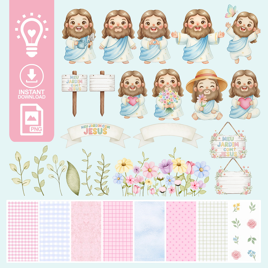 Kit Digital Jardim Com Jesus Arquivos em Png 1