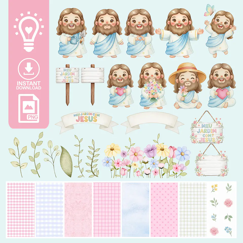 Kit Digital Jardim Com Jesus Arquivos em Png 1