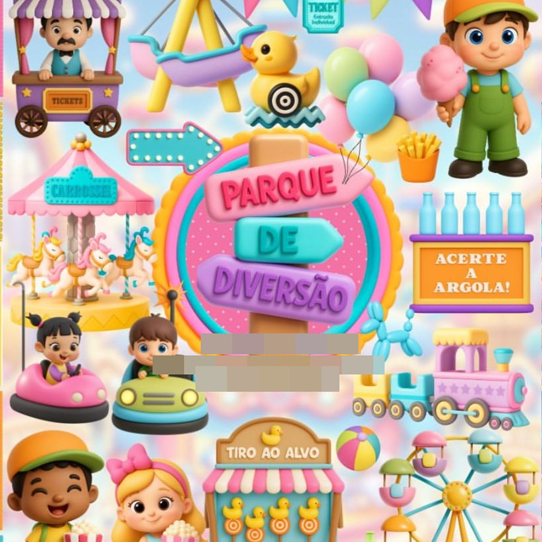 Kit Digital Parque De Diversões 3D Arquivos em Png 1