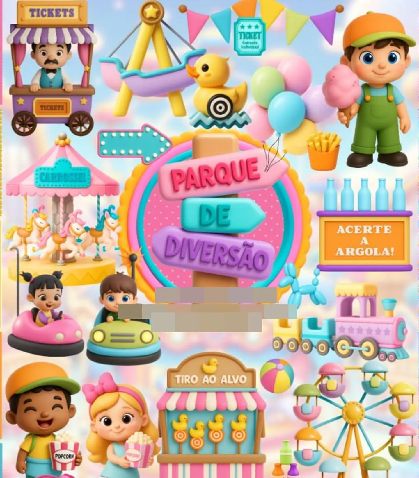 Kit Digital Parque De Diversões 3D Arquivos em Png 1