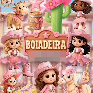 Kit Digital Boiadeira Cowgirl 3d Arquivos em Png