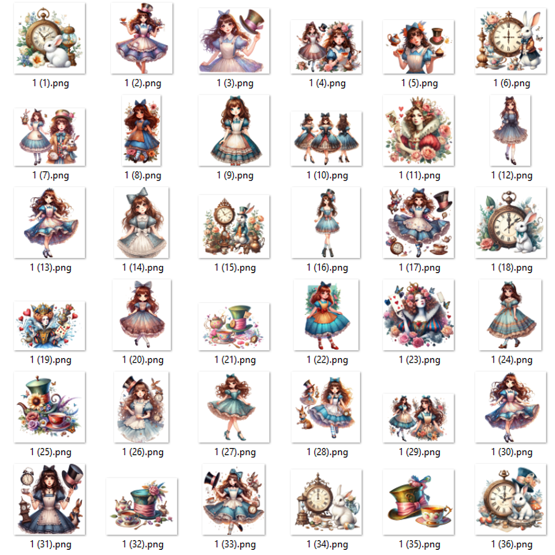 Kit Digital Alice no Pais das Maravilhas Morena Arquivos em Png  2