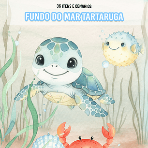 Kit Digital Fundo do Mar Tartaruga Arquivos em Png