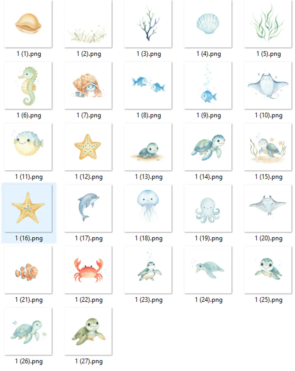 Kit Digital Fundo do Mar Tartaruga Arquivos em Png 2