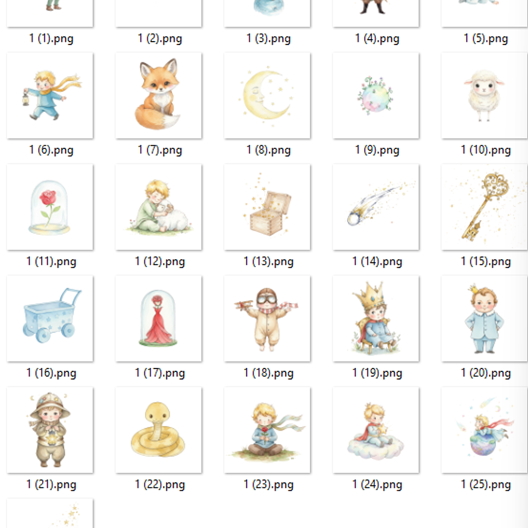 Kit Digital Pequeno Principe Aquarelado Arquivos em Png  2