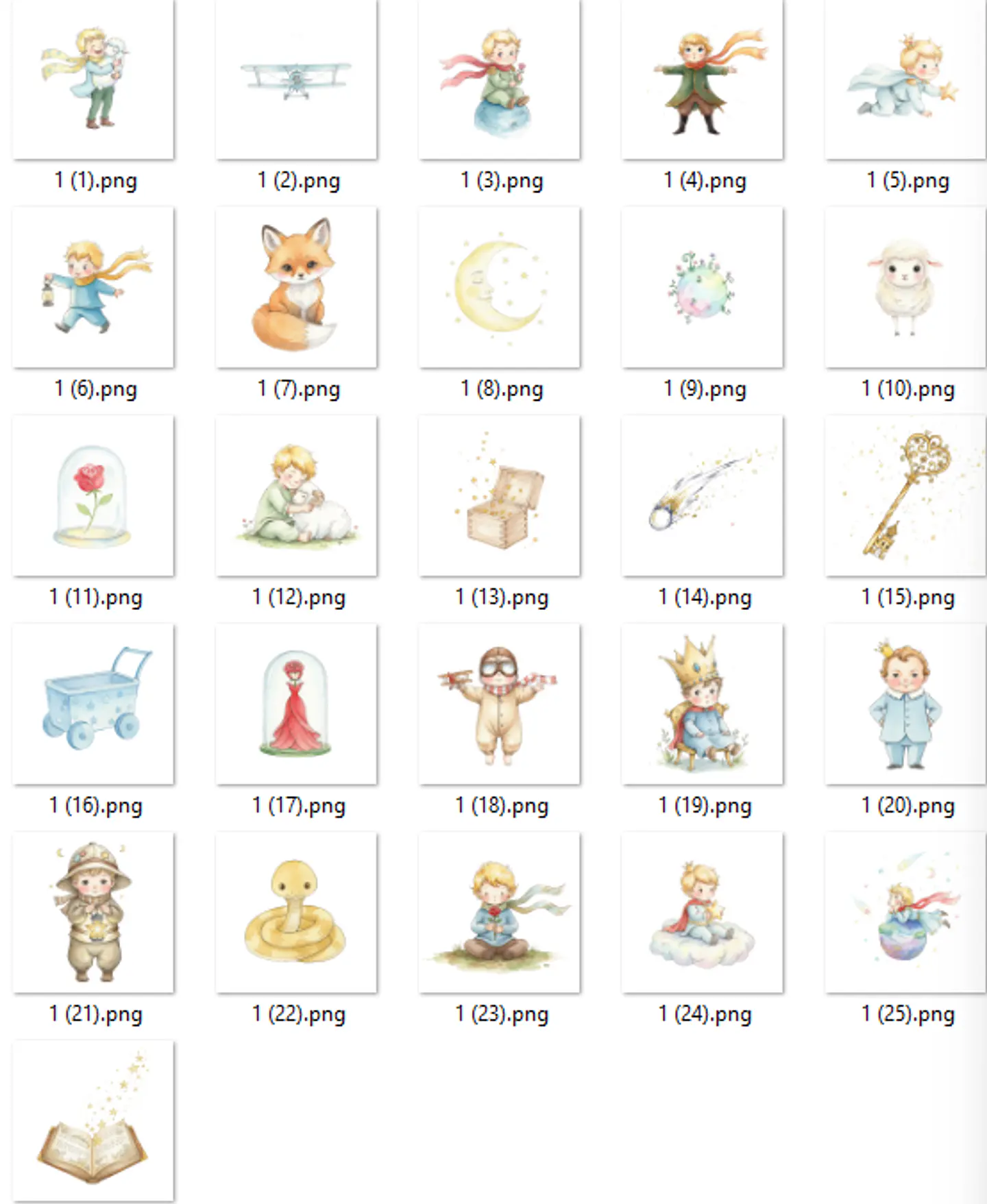 Kit Digital Pequeno Principe Aquarelado Arquivos em Png  2