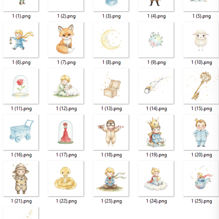 Kit Digital Pequeno Principe Aquarelado Arquivos em Png  2