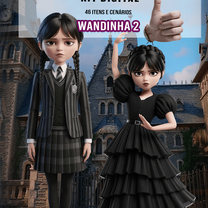 Kit Digital Wandinha Arquivos em Png 1