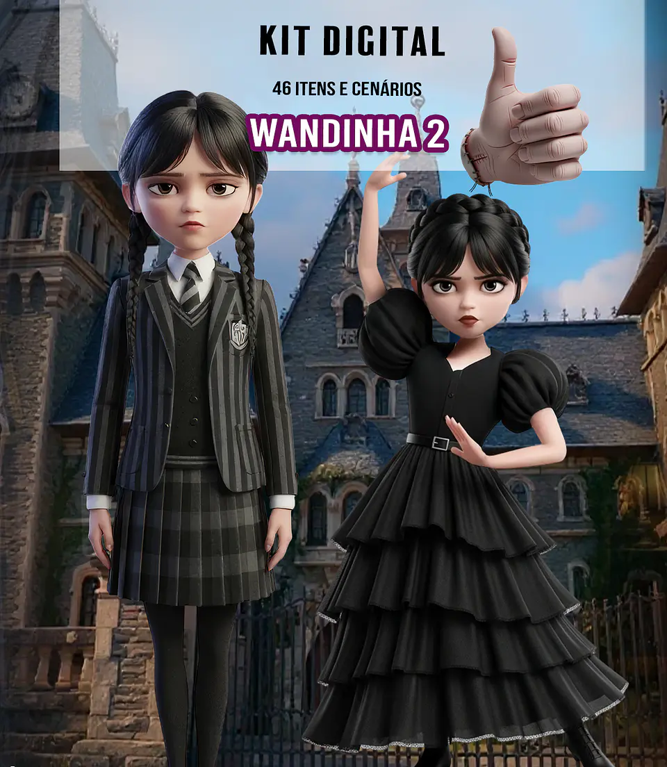 Kit Digital Wandinha Arquivos em Png 1