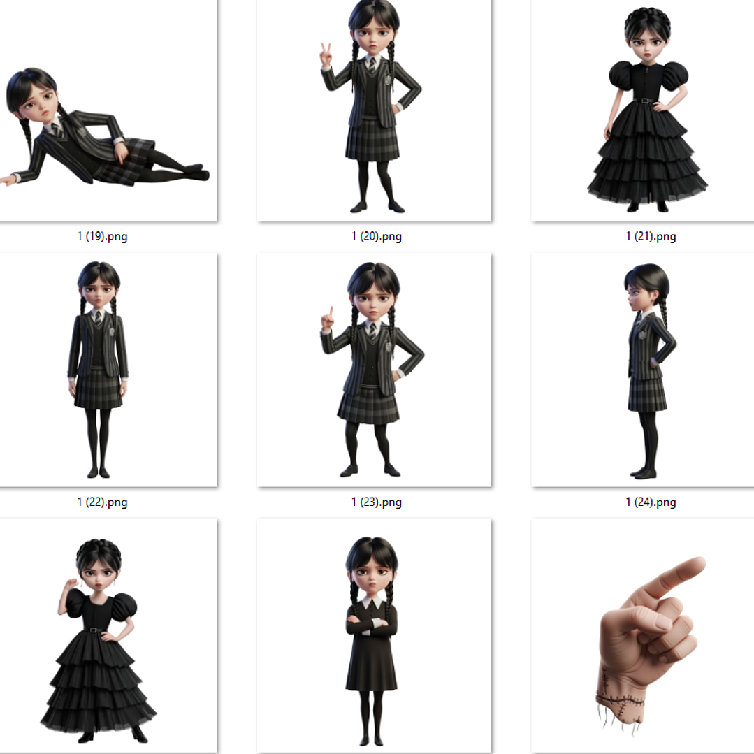 Kit Digital Wandinha Arquivos em Png 2