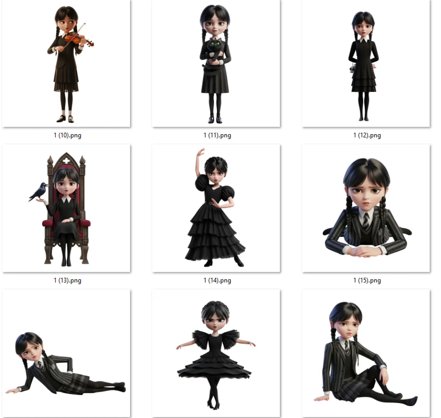 Kit Digital Wandinha Arquivos em Png 4