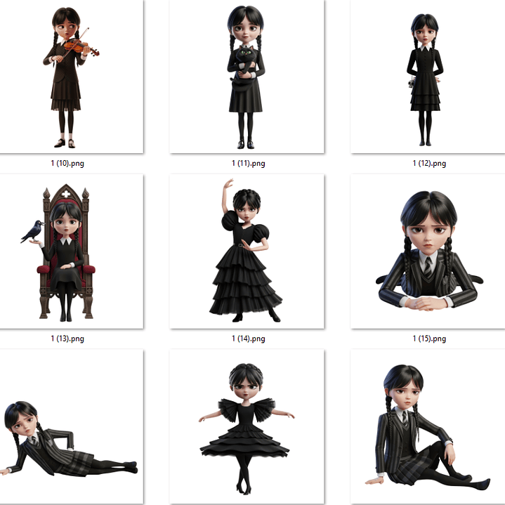 Kit Digital Wandinha Arquivos em Png 4