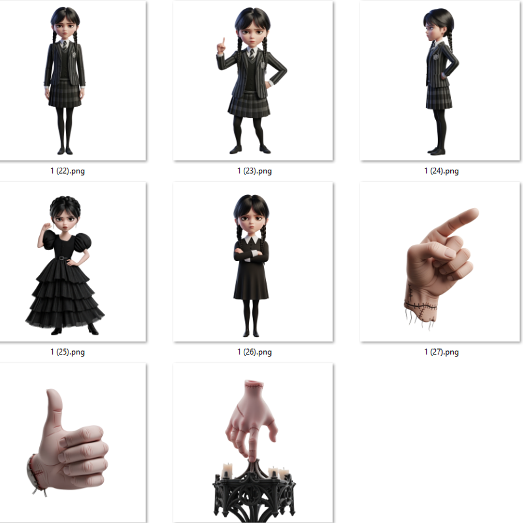 Kit Digital Wandinha Arquivos em Png 5