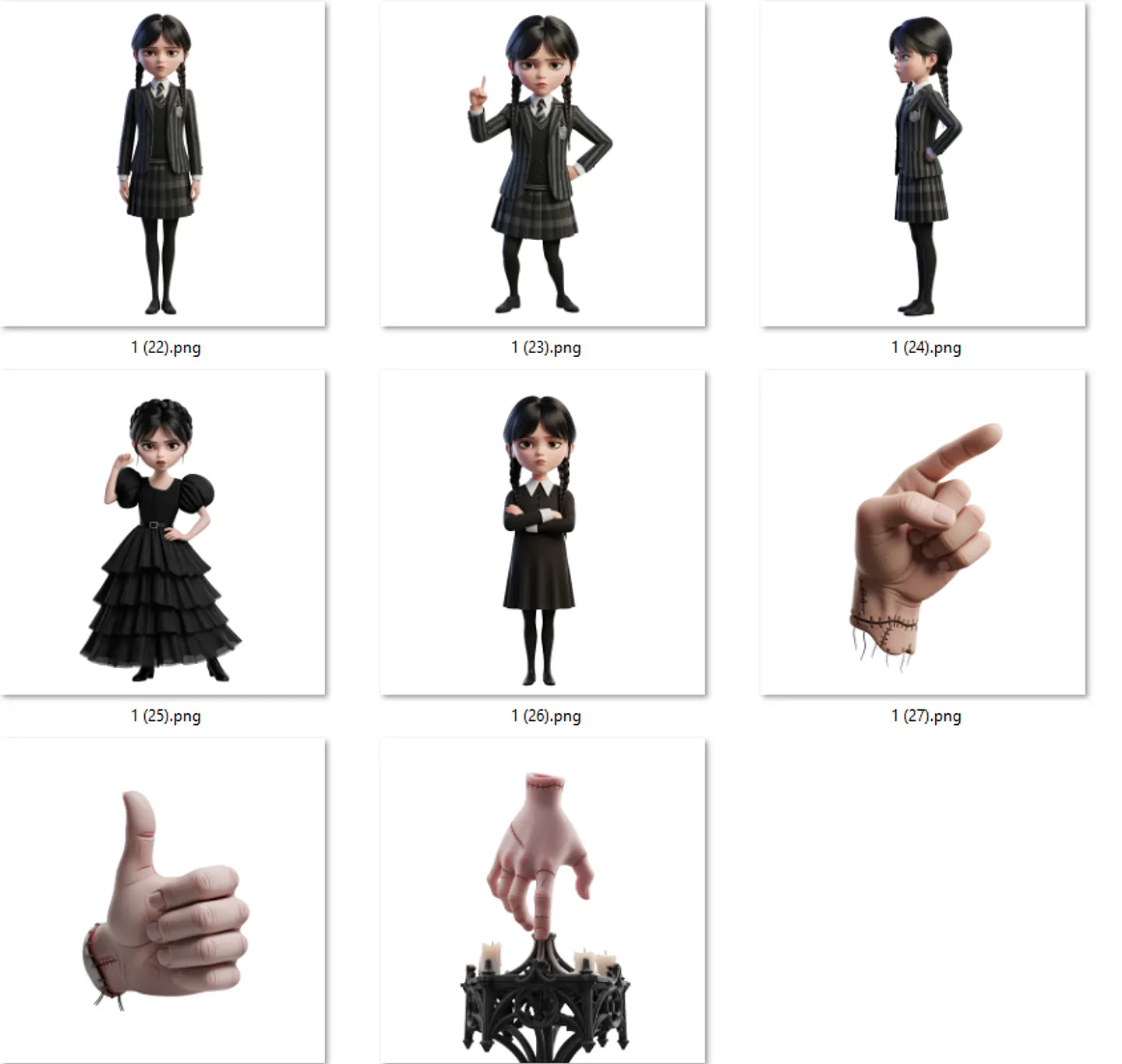 Kit Digital Wandinha Arquivos em Png 5